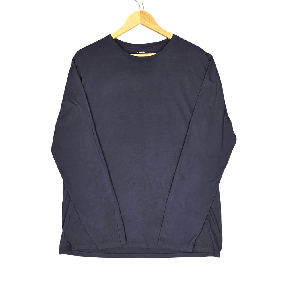 VINCE PIMA COTTON LONG‑SLEEVE TEE – NAVY – MEN’S LARGE – SOFT LIGHTWEIGHT JERSEY